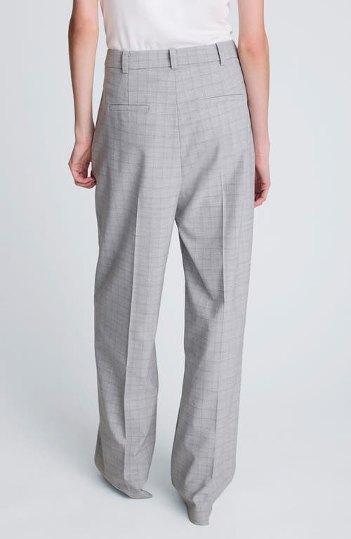 Kenneth Cole Plaid High Waist Wide Leg Pants In Gray