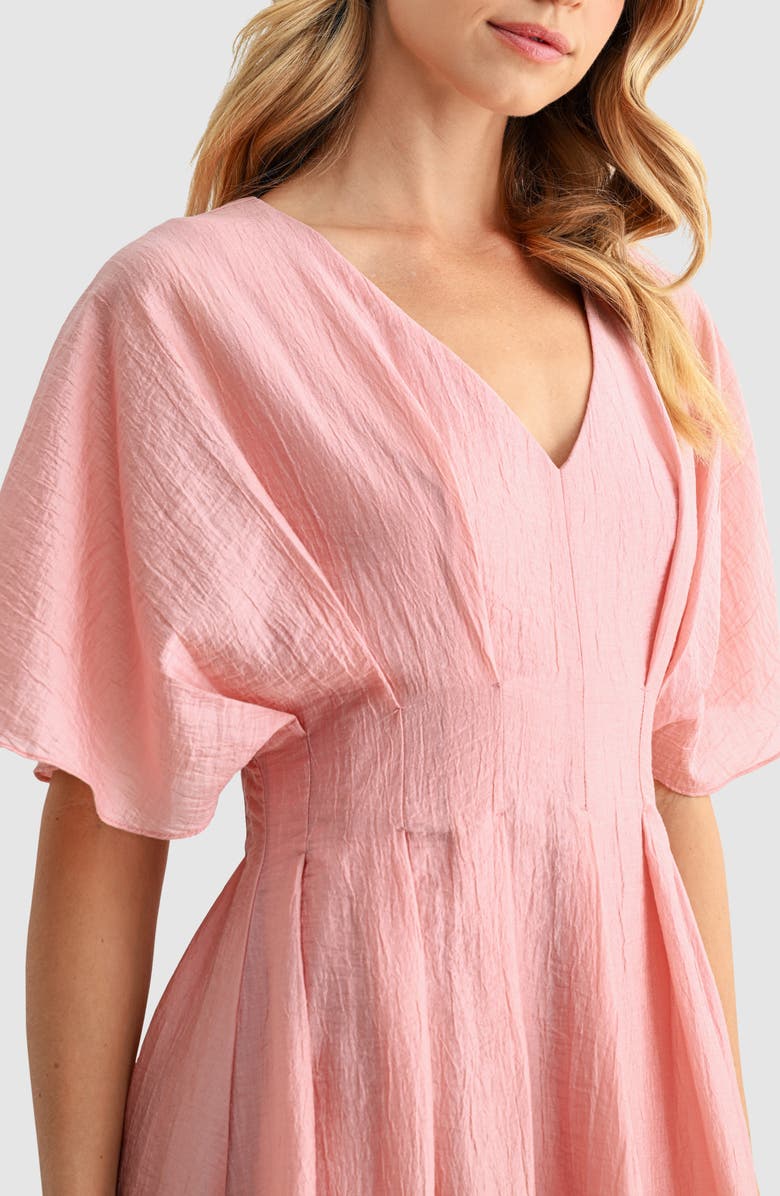 Mila Mae Short Sleeve Fit & Flare Maxi Dress, Alternate, color, Blush