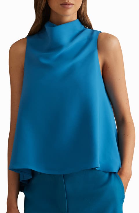 Simone Cowl Neck Sleeveless Trapeze Top
