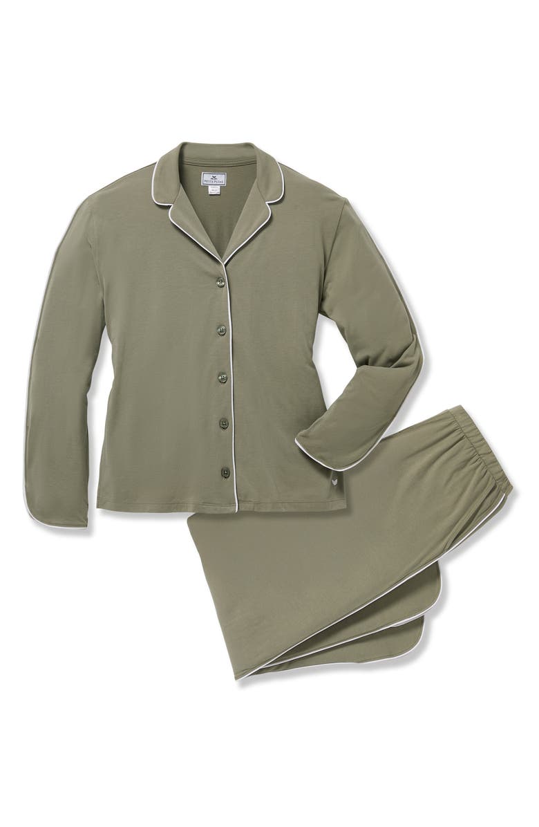 Petite Plume Tulip Piped Pima Cotton Pajamas, Alternate, color, Green