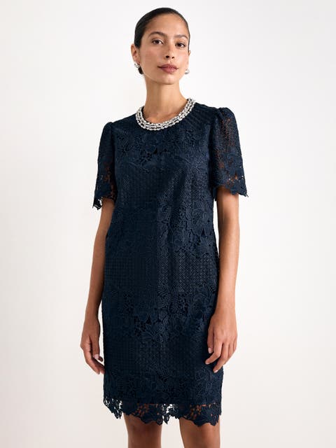 Eloise Embellished Lace Mini Dress
