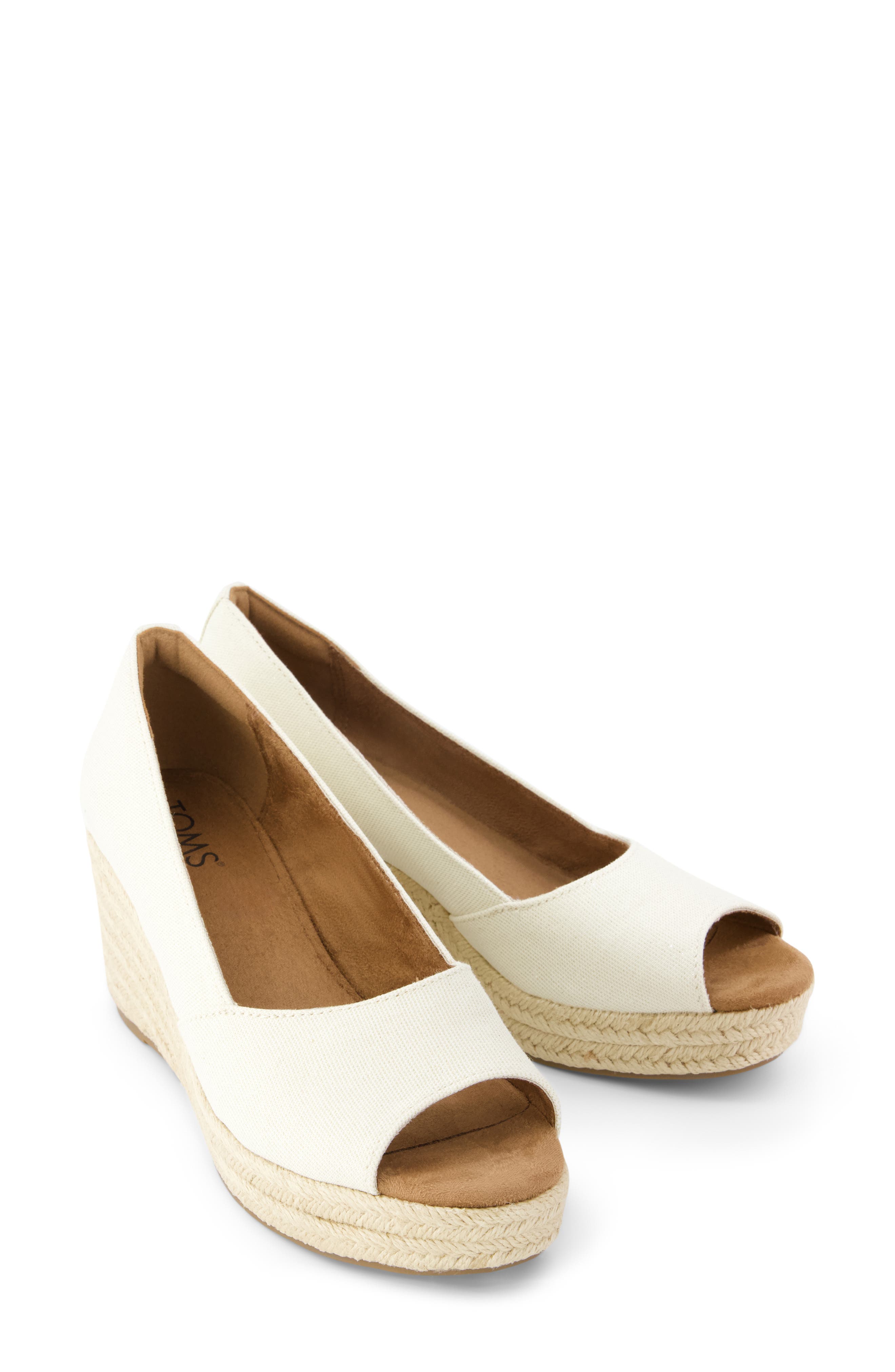 TOMS Rania Peep Toe Wedge Pump, Alternate, color, 