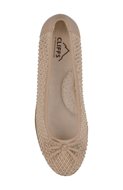 Cliffs By White Mountain Carlicia Rhinestone Mesh Ballet Flat In Taupe Fabric