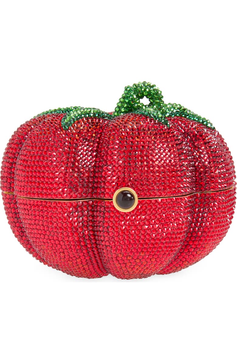 JUDITH LEIBER COUTURE Tomato Pomodoro Crystal Embellished Clutch, Main, color, Champagne Light Siam Multi