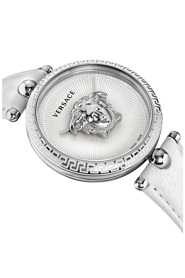 Palazzo Empire Leather Strap Watch, 39mm, Alternate, color, STAINLESS STEEL