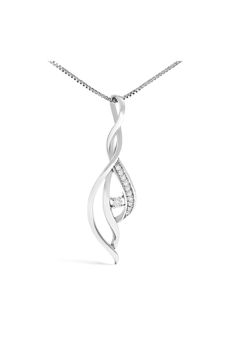 Haus of Brilliance Espira 10K White Gold Diamond Accented Open Cascade Twist Pendant Necklace, Alternate, color, White