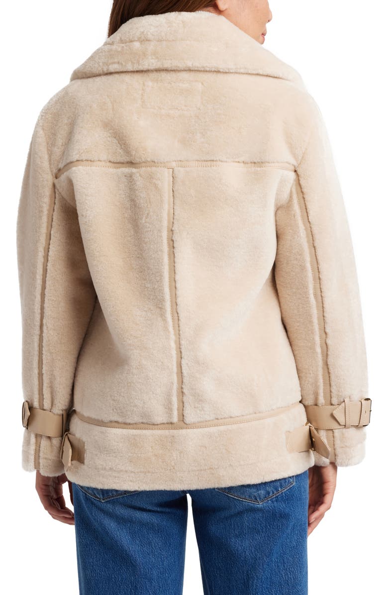 Michael Kors Faux Shearling Moto Jacket, Alternate, color,