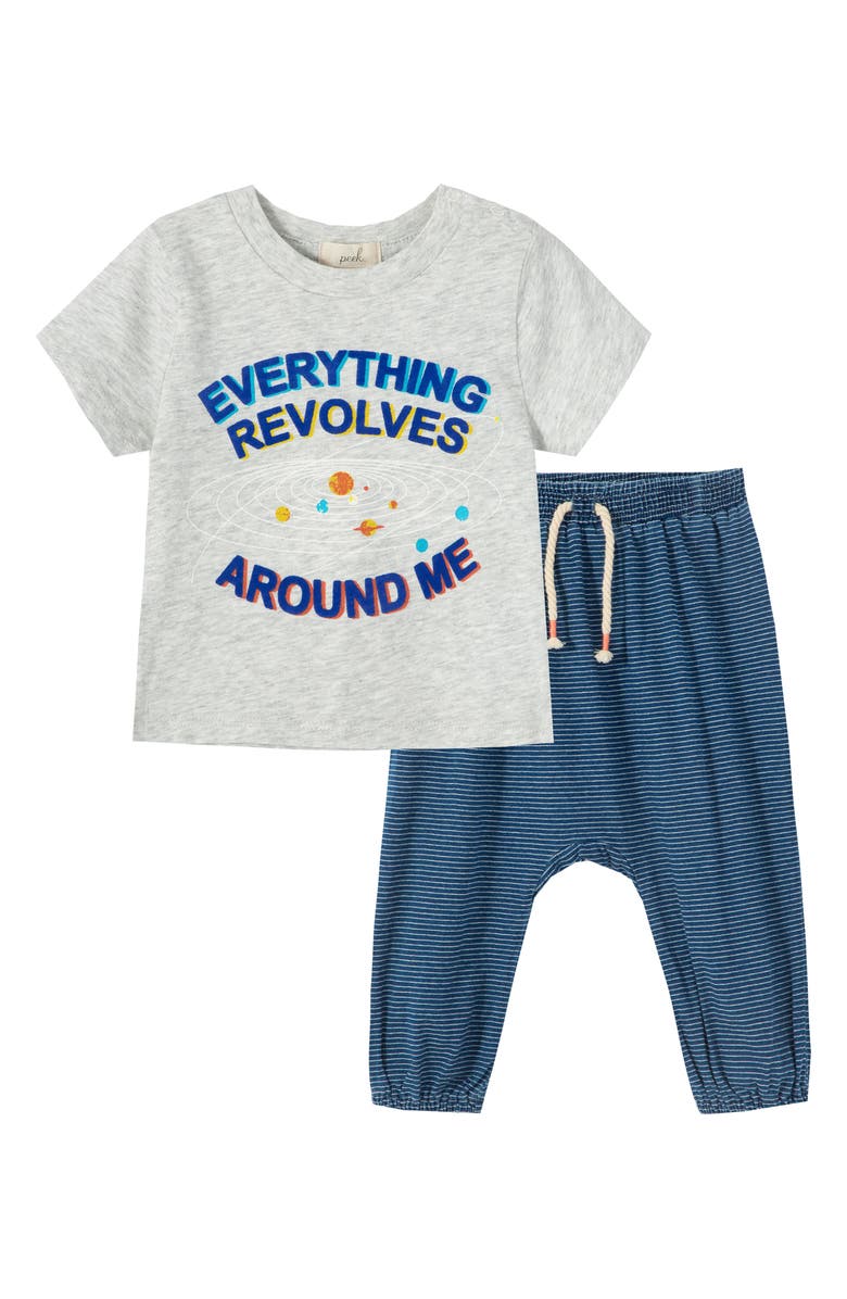 Peek Aren't You Curious Peek Essential Leon Around Me T-Shirt & Pants Set, Main, color, Grey Heather
