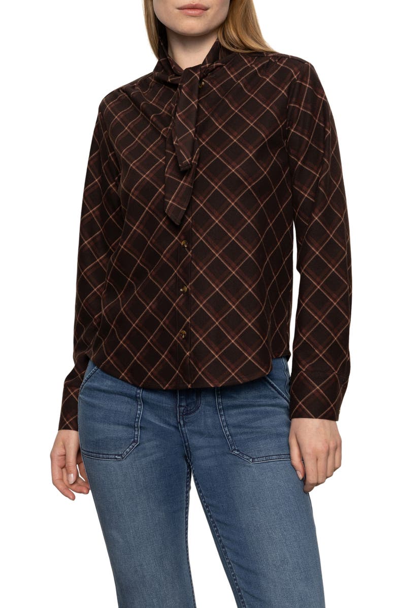 Sanctuary Autumn Plaid Button-Up Shirt, Main, color, Cocoa Plaid