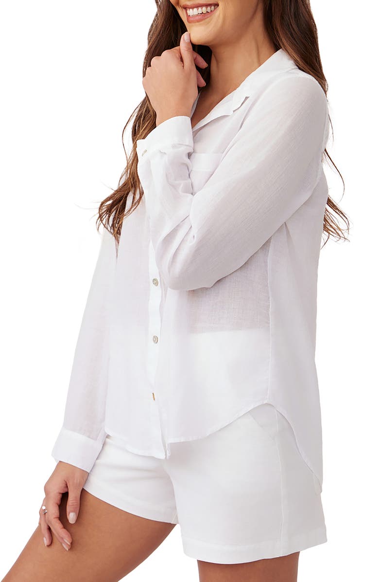 Bella Dahl Pocket Button-Up Shirt, Alternate, color, White
