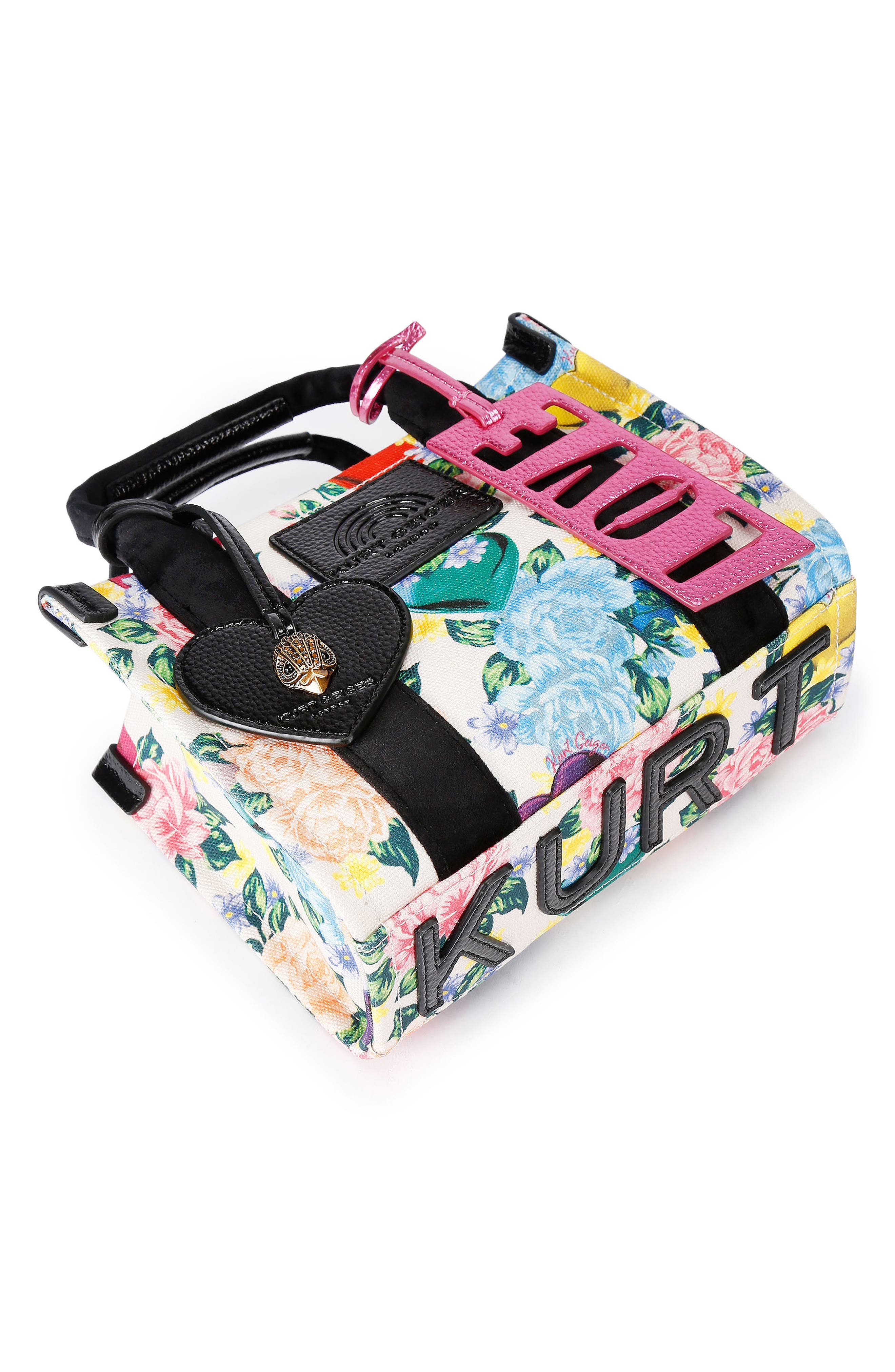 Kurt Geiger London Extra Small Southbank Floral Canvas Tote, Alternate, color, Charcoal