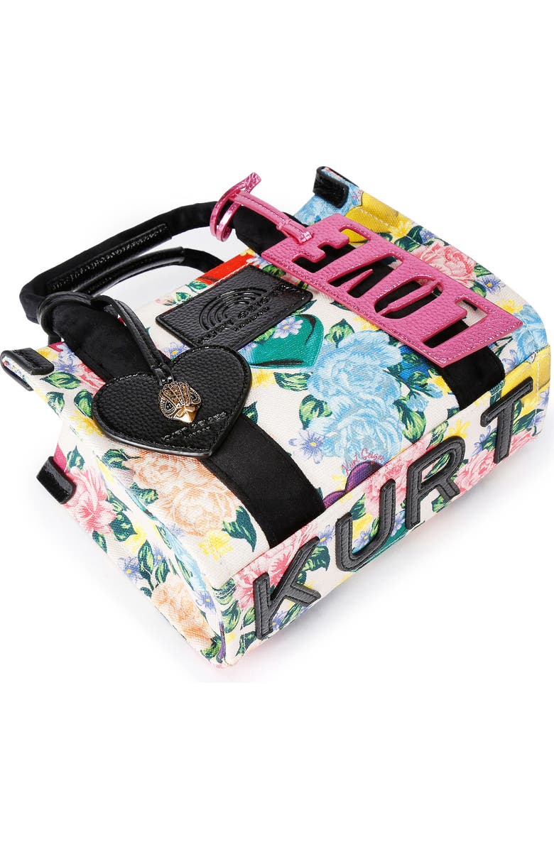 Kurt Geiger London Extra Small Southbank Floral Canvas Tote, Alternate, color, Charcoal