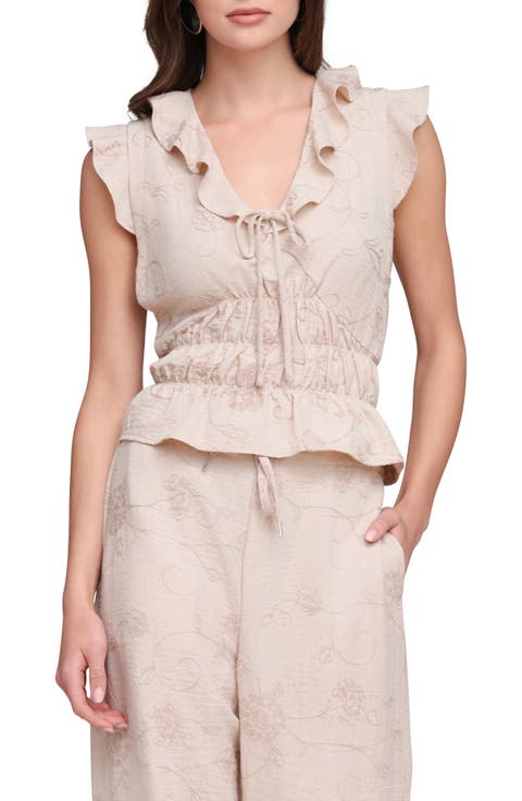 Tie Front Smocked Top