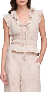 Bagatelle Tie Front Smocked Top