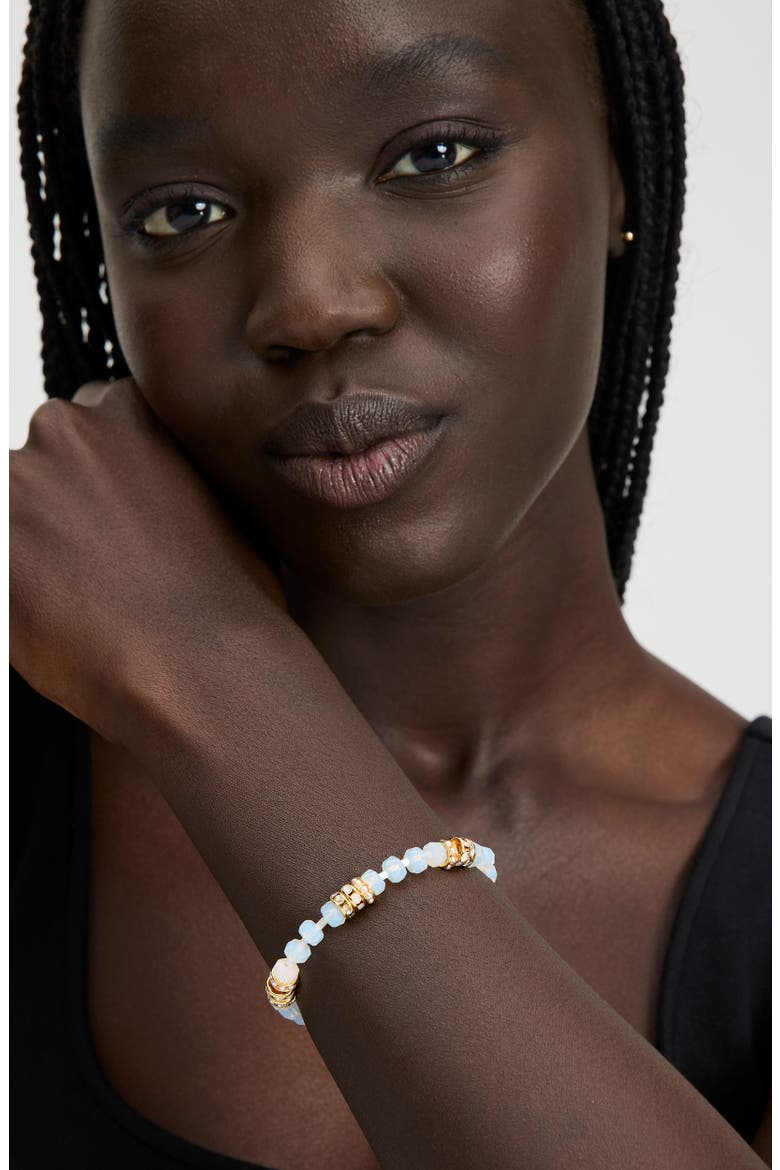 beaded imitation pearl bracelet, Alternate, color, WHITE/ GOLD