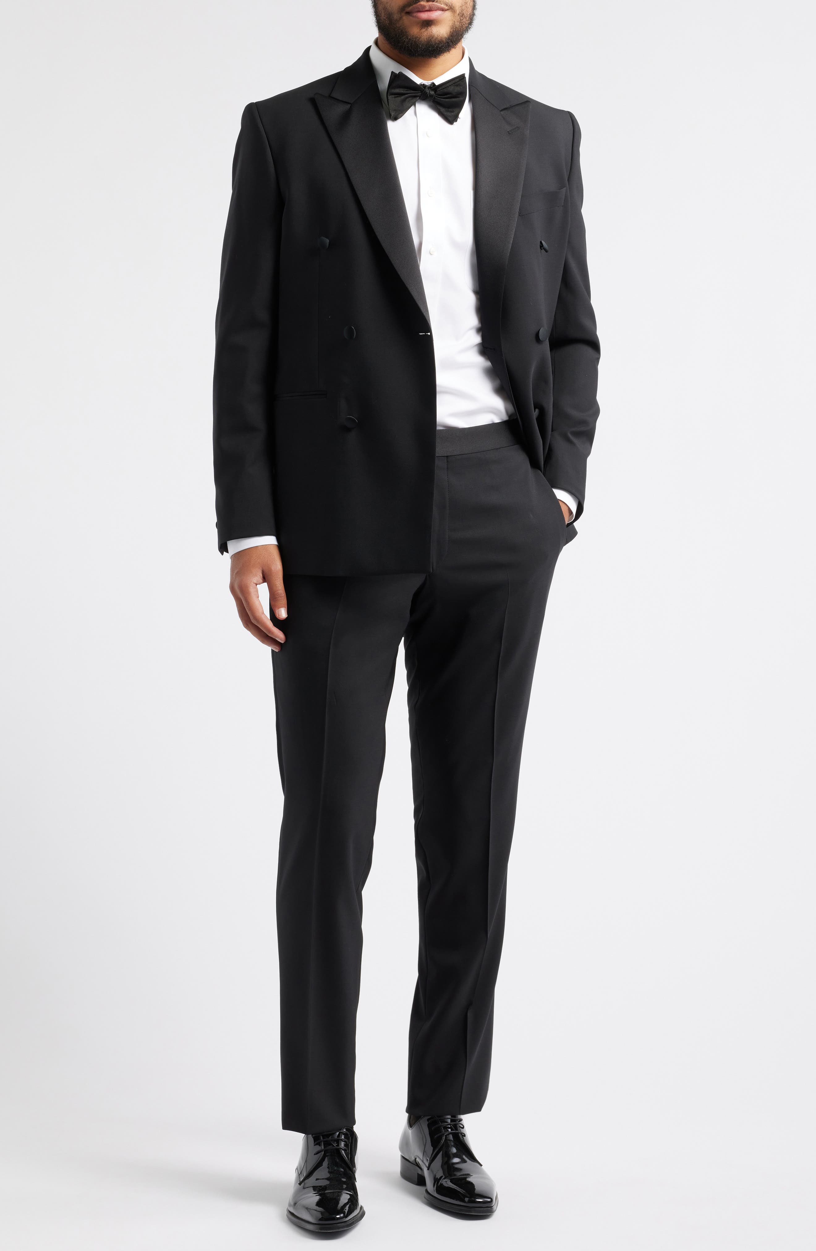 Jack Victor Eden Double Breasted Black Wool Tuxedo 