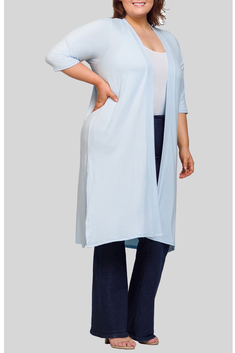 Open Front Knee Length Jacket, Main, color, BLUE