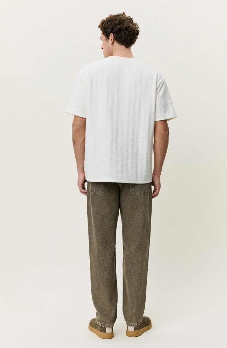 Les Deux Stripe Jacquard T-Shirt, Alternate, color, Eggnog White