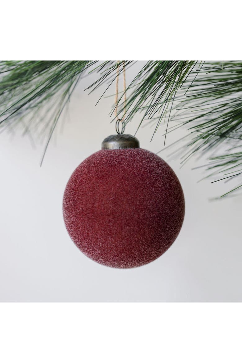 3" Flocked Bordeaux Glass Ornament, Main, color, Bordeaux