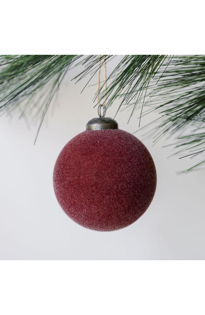 CG Hunter 3" Flocked Bordeaux Glass Ornament, Main, color, Bordeaux