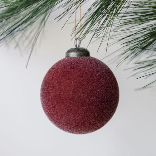 Cg Hunter 3" Flocked Bordeaux Glass Ornament In Burgundy