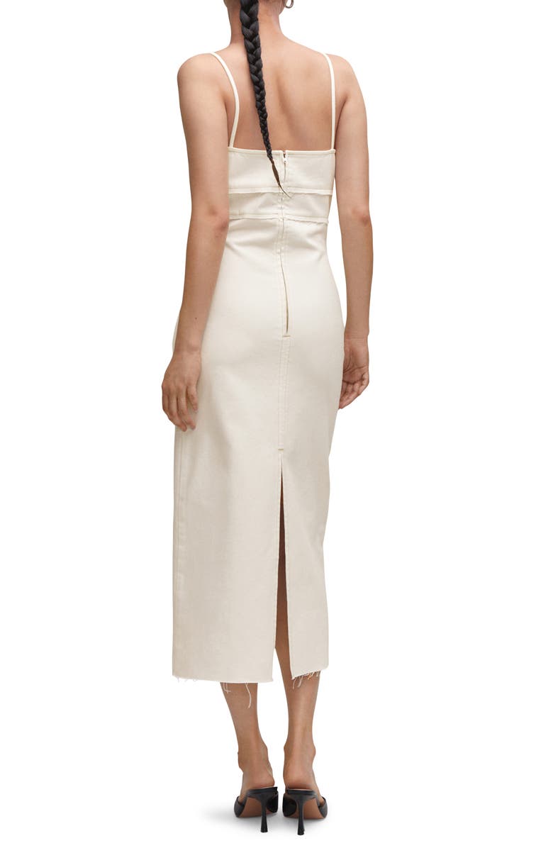 MANGO Raw Edge Denim Midi Dress, Alternate, color, 