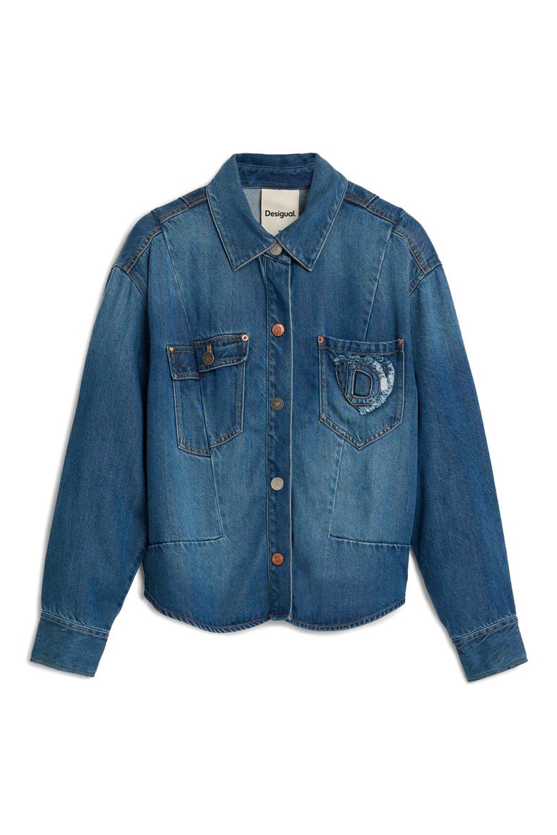 Denim Trucker Jacket, Alternate, color, MEDIUM BLUE