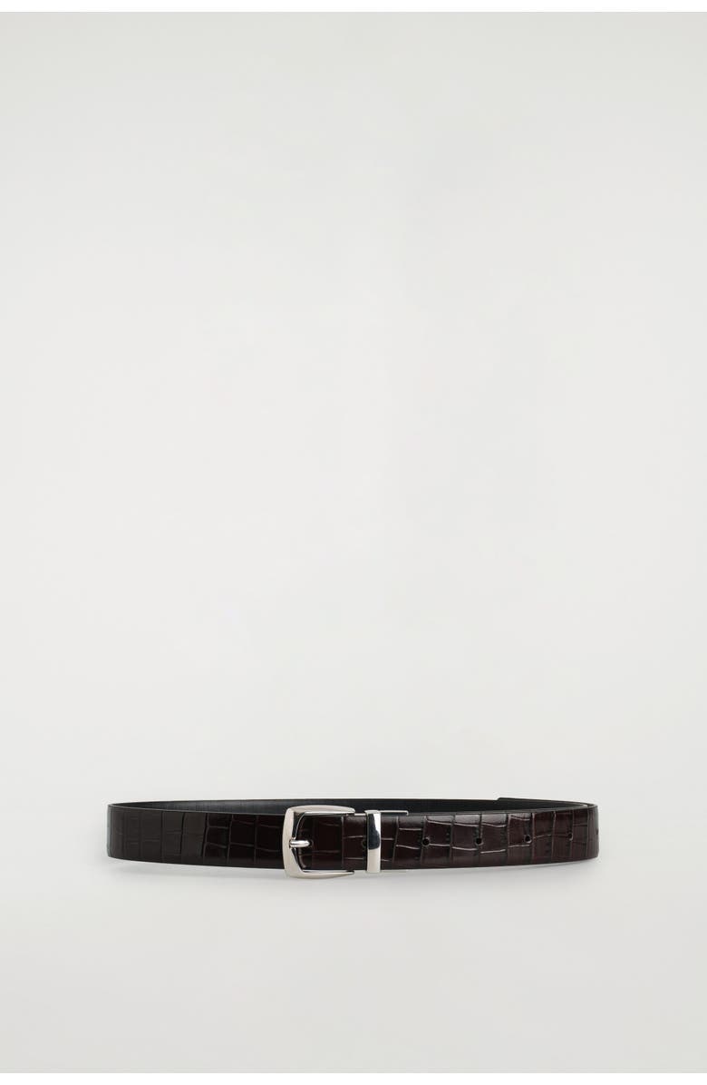 COS Reversible Leather Belt, Alternate, color, Brown Croc Effect / Black