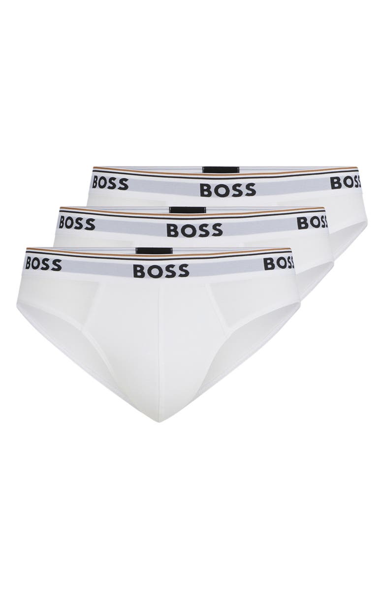 BOSS 3-Pack Power Stretch Cotton Briefs, Alternate, color, White