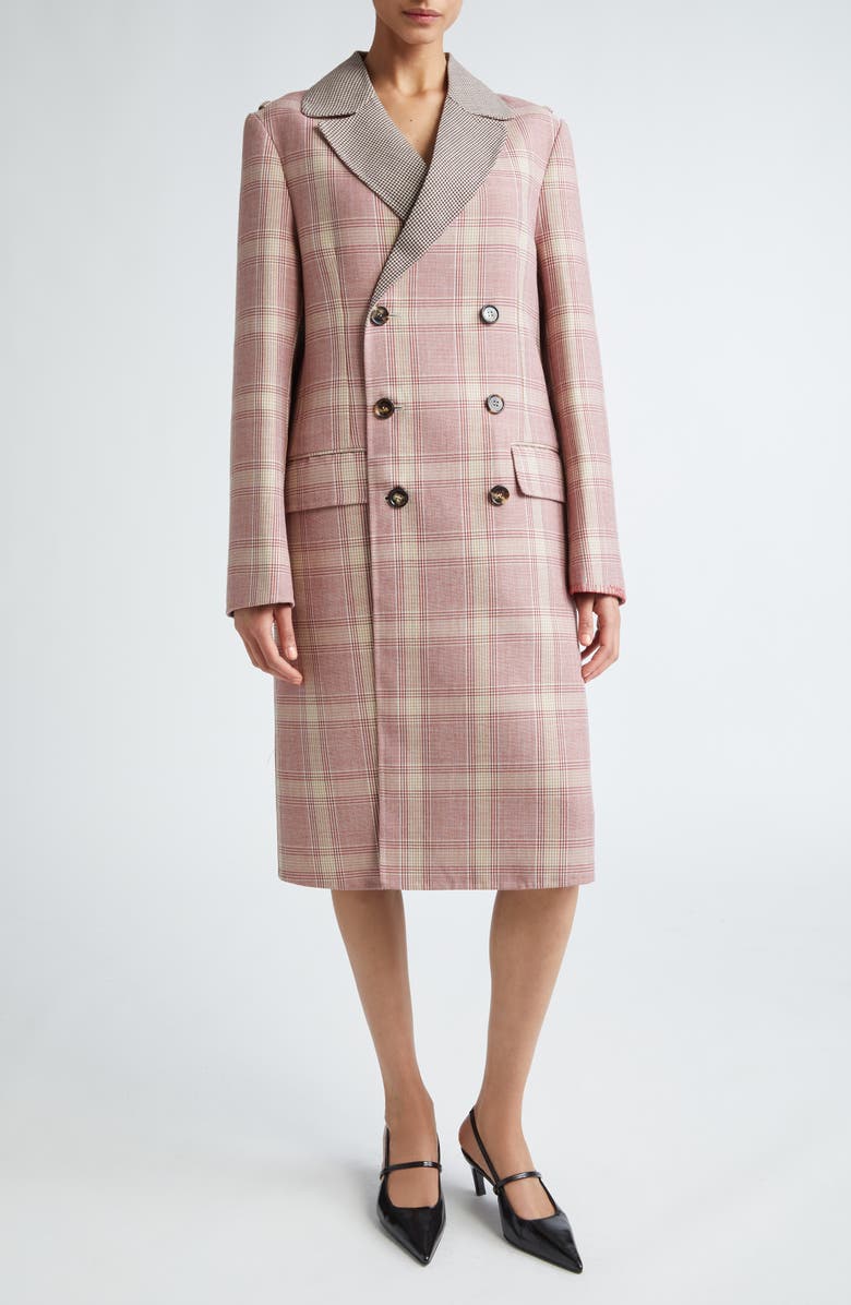 Marni Check Double Breasted Wool Blend Double Face Coat, Main, color,