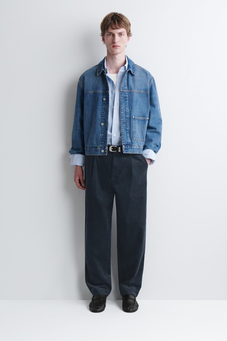 Corduroy Relaxed-Fit Tapered Pants, Main, color, NAVY