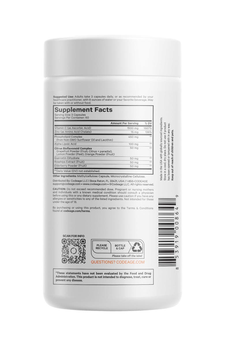 Codeage Liposomal Vitamin C 1500mg + Zinc Supplement, Alternate, color, 