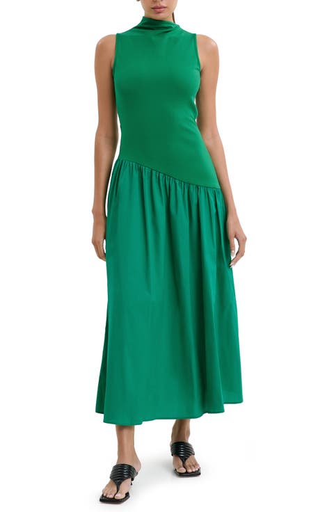 Hutton Sleeveless Mixed Media Maxi Dress