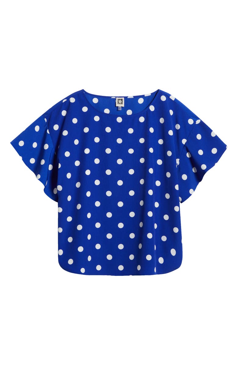 Anne Klein Polka Dot Flutter Sleeve Top, Alternate, color, 