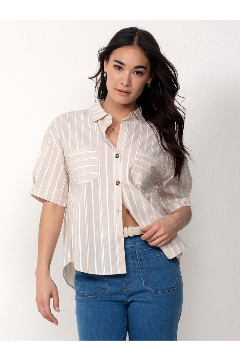 Cotton Button Up Shirt, Alternate, color, Khaki Sand