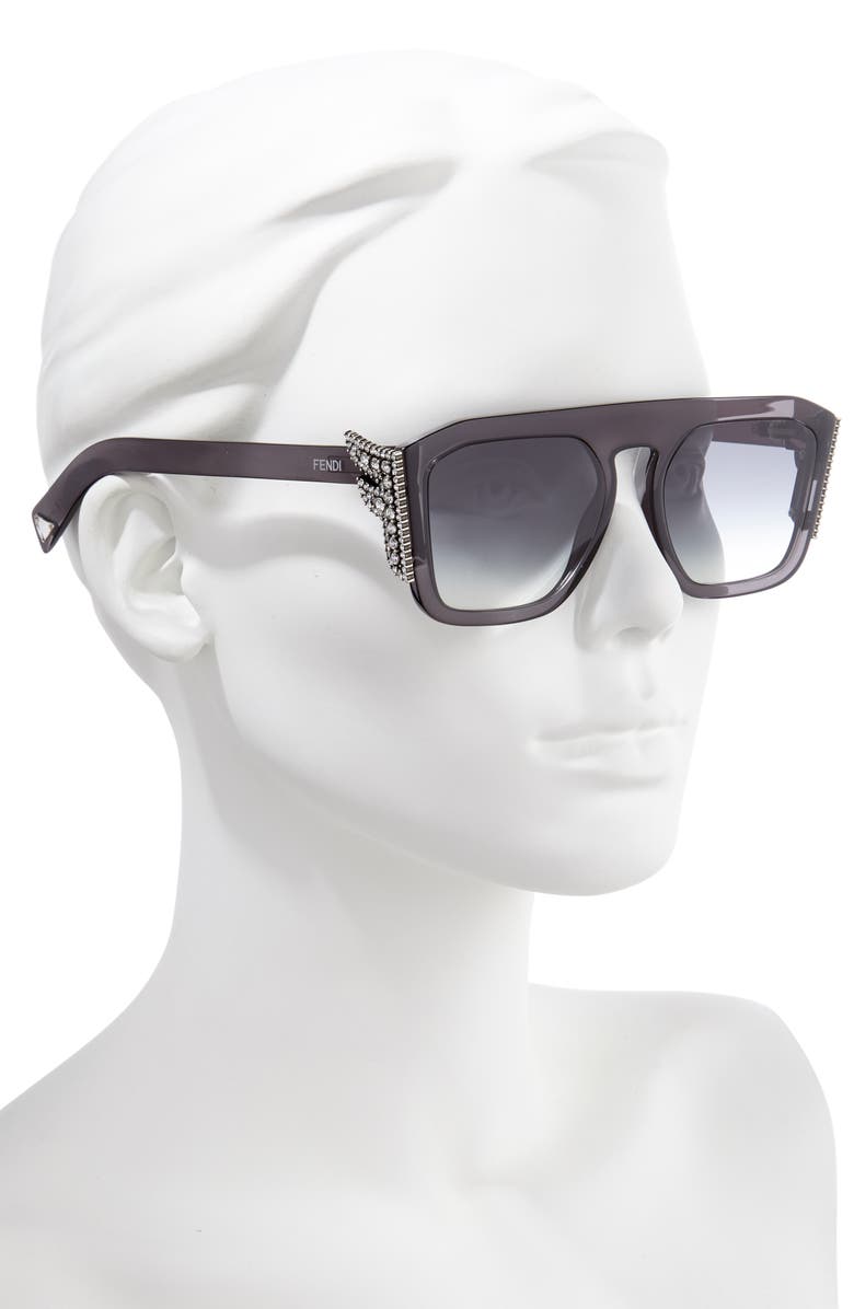Fendi FFreedom 55mm Flattop Square Sunglasses, Alternate, color, 
