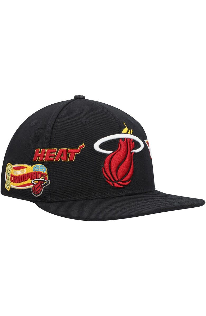 Post Men's Black Miami Heat Championship Capsule Snapback Hat, Alternate, color,