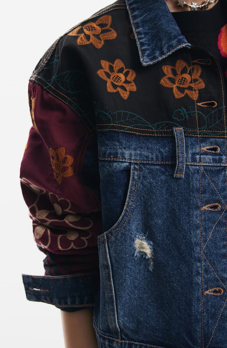 Desigual Madrid Patchwork Denim Jacket, Alternate, color,