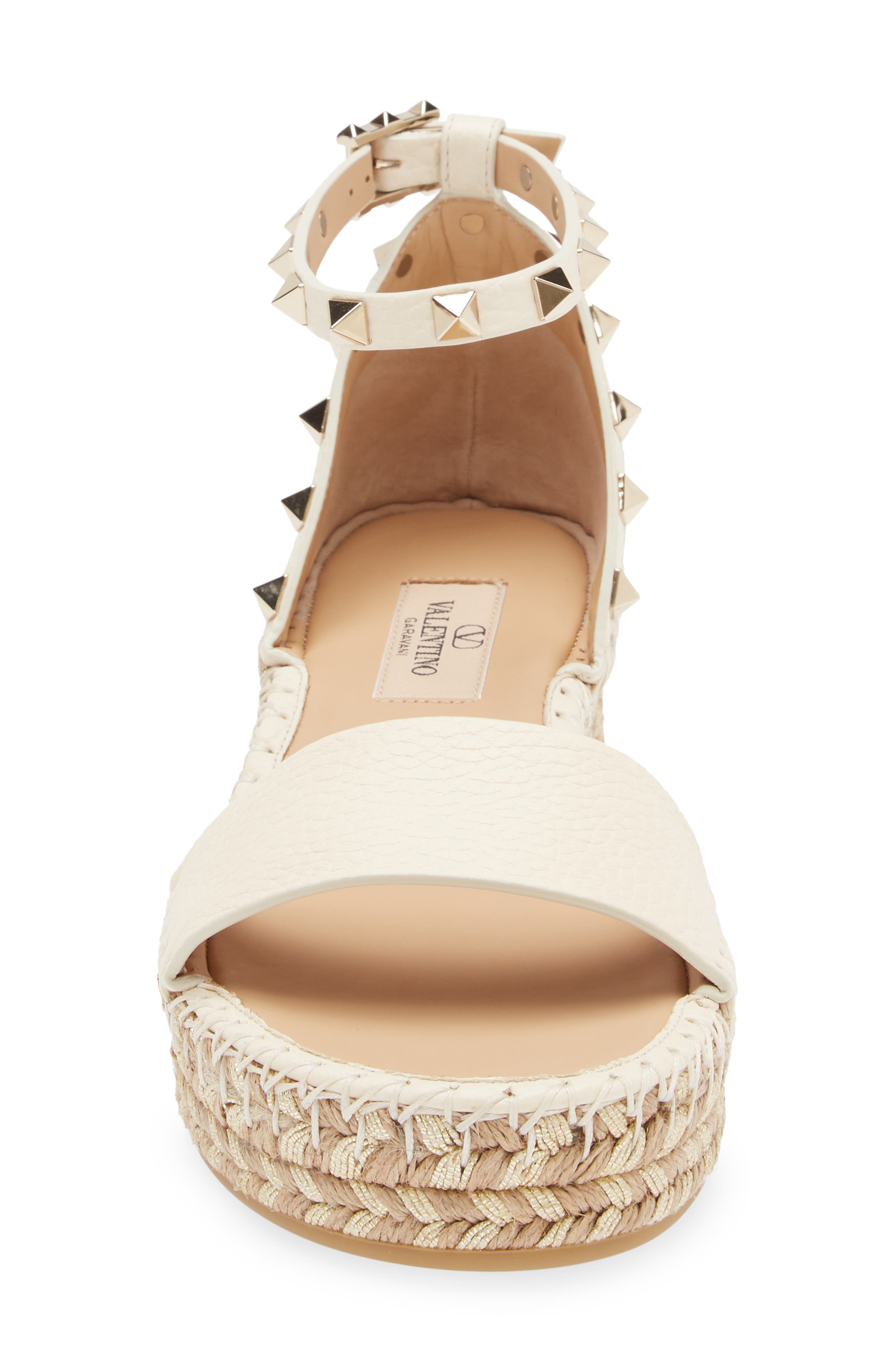 Valentino Garavani Rockstud Espadrille Platform Sandal, Alternate, color, 