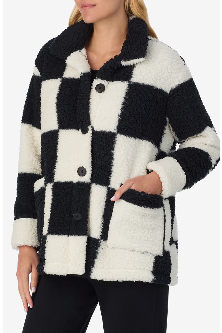Checkered Faux Shearling Jacket, Alternate, color, BLACK CHECK