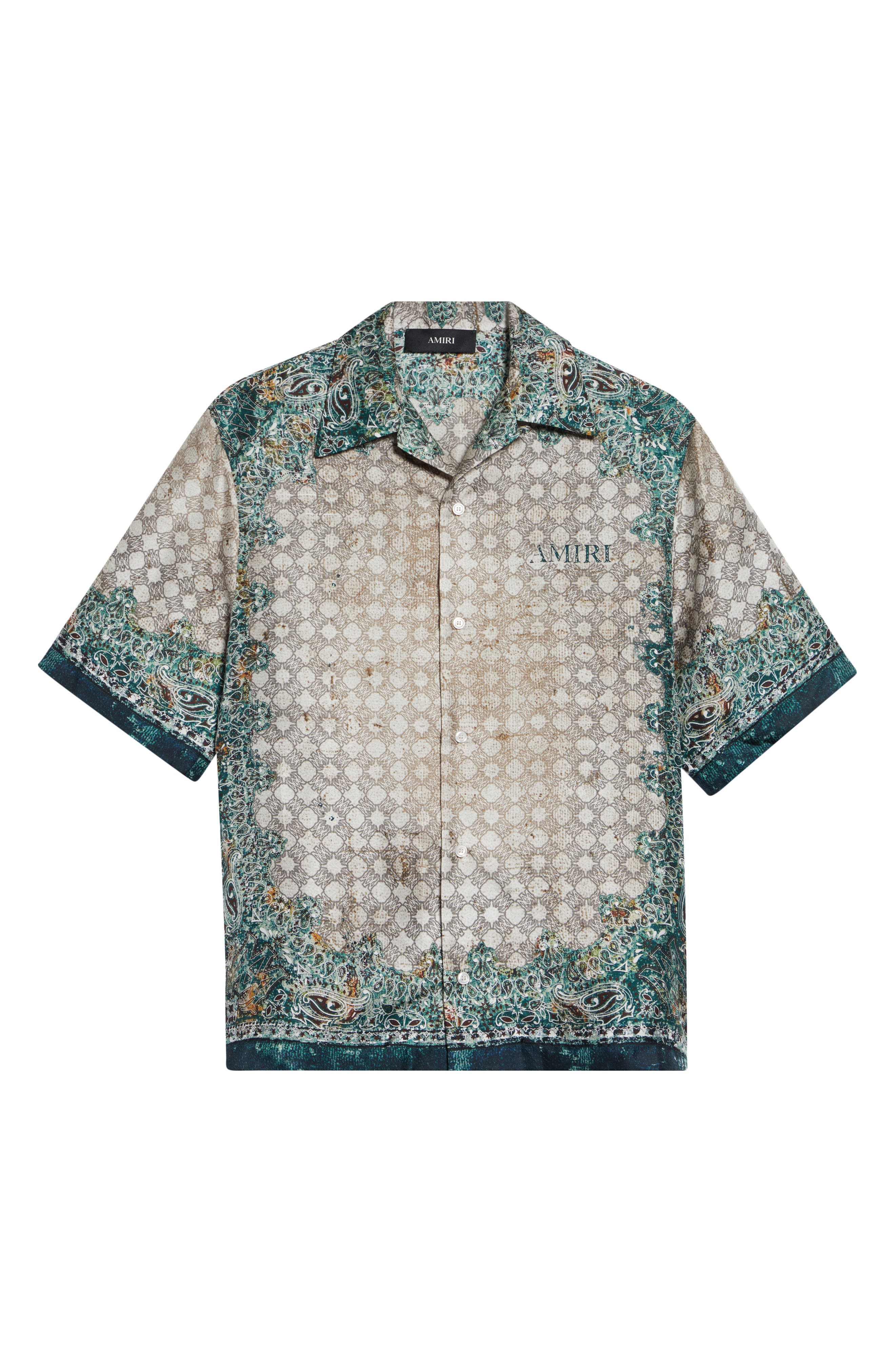 Monogram Bandana Print Silk Bowling Shirt (Men) | Nordstrom