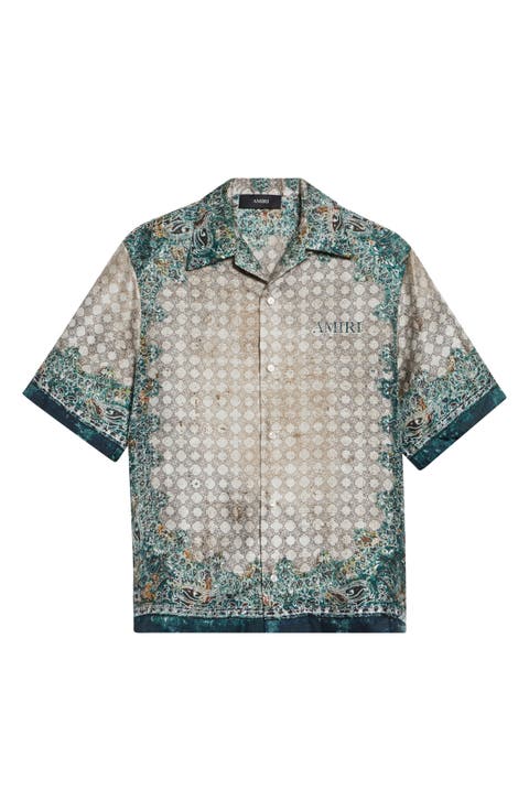Monogram Bandana Print Silk Bowling Shirt