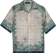 AMIRI Monogram Bandana Print Silk Bowling Shirt