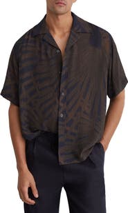 Reiss Shindora Relaxed Fit Palm Print Camp Shirt
