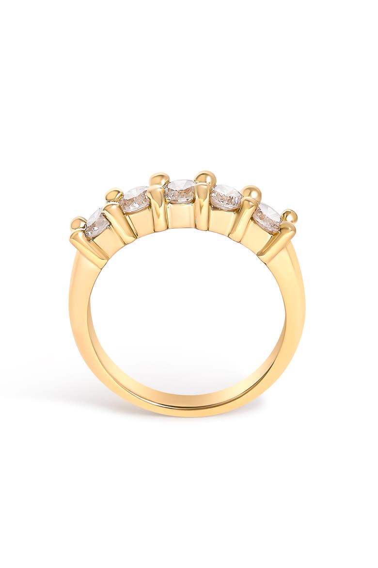 Silver 1.0 Cttw Round Diamond 5 Stone Band Ring, Alternate, color, Yellow