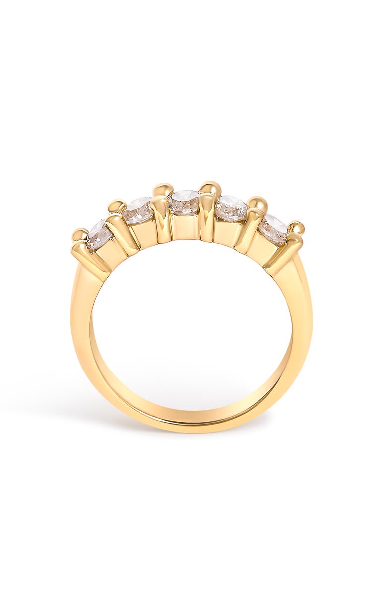 Haus of Brilliance Silver 1.0 Cttw Round Diamond 5 Stone Band Ring, Alternate, color, Yellow