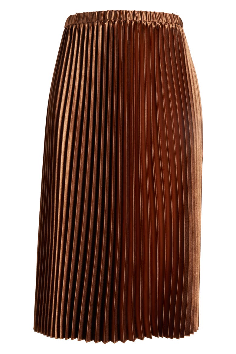 Pleated Satin Midi Skirt, Alternate, color, VICUNA