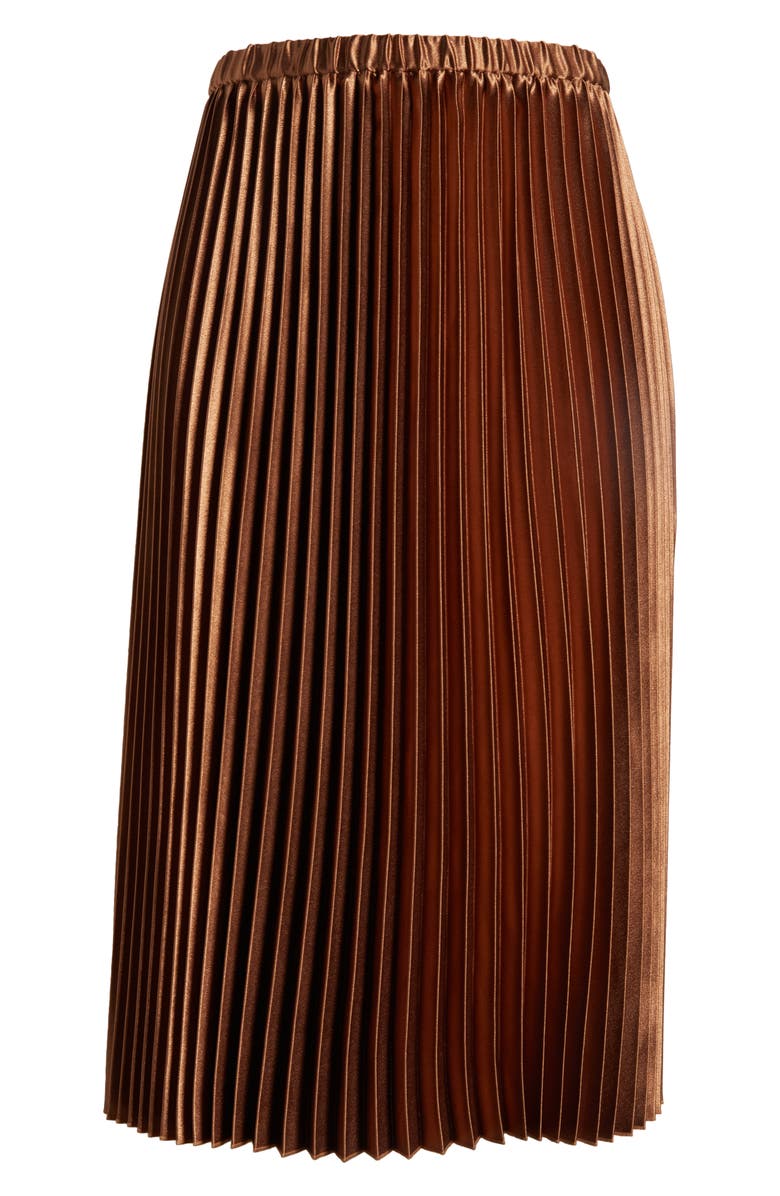 Anne Klein Pleated Satin Midi Skirt, Alternate, color, 