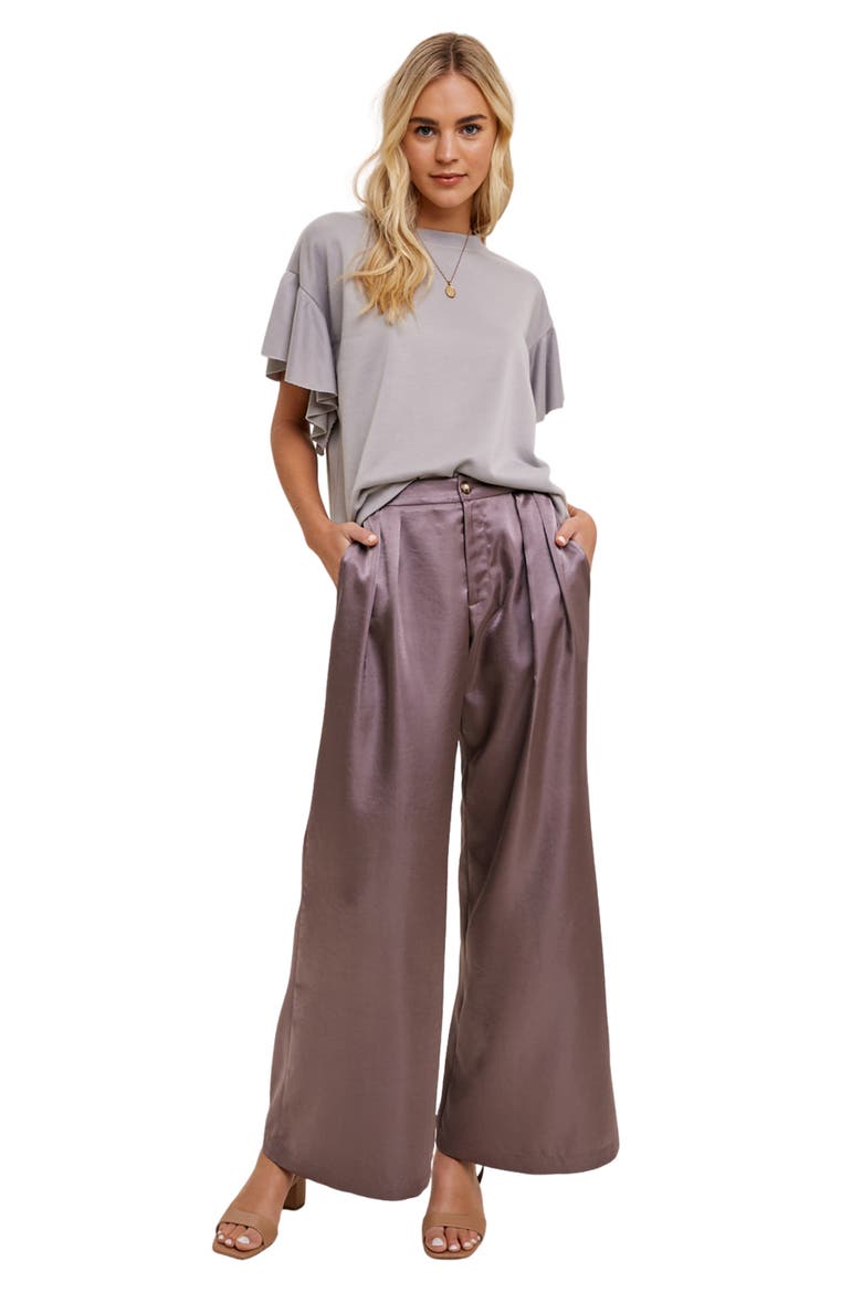 Satin Wide Leg Pants, Alternate, color, MIDNIGHT