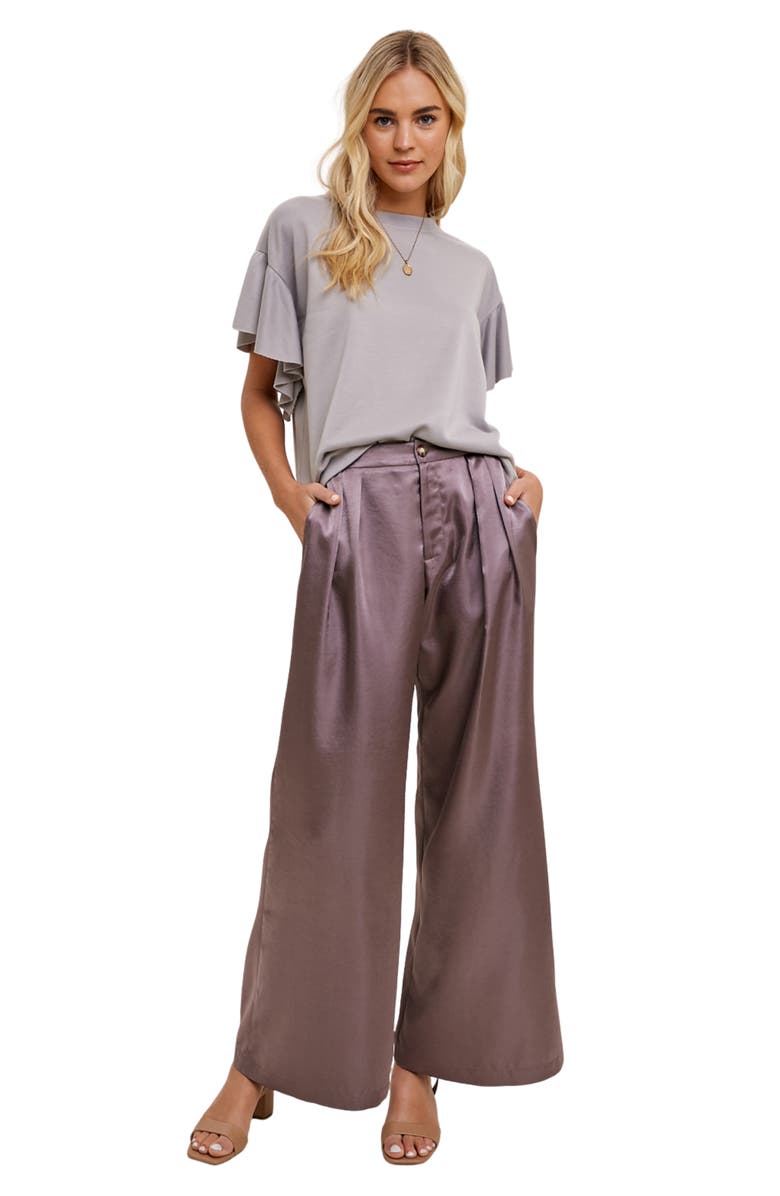 WISHLIST Satin Wide Leg Pants, Alternate, color, Midnight
